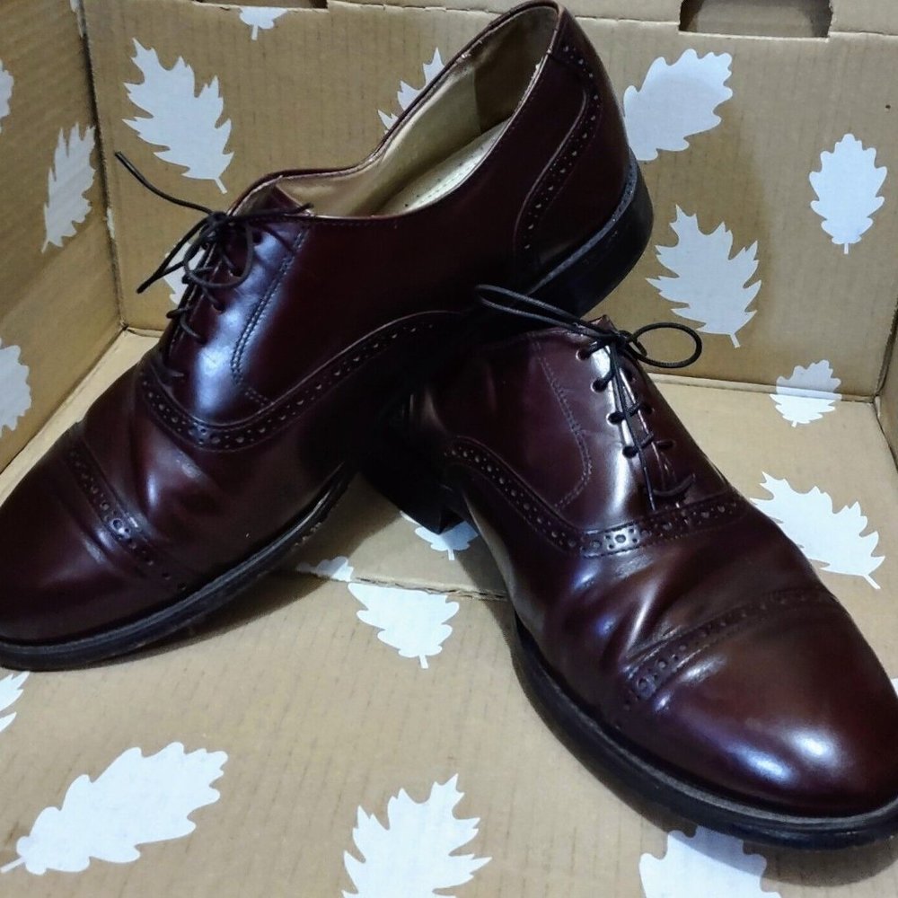 VNTG Bostonian Impression Burgundy Cap Toe Leather Oxfords Shoes 9 EEE